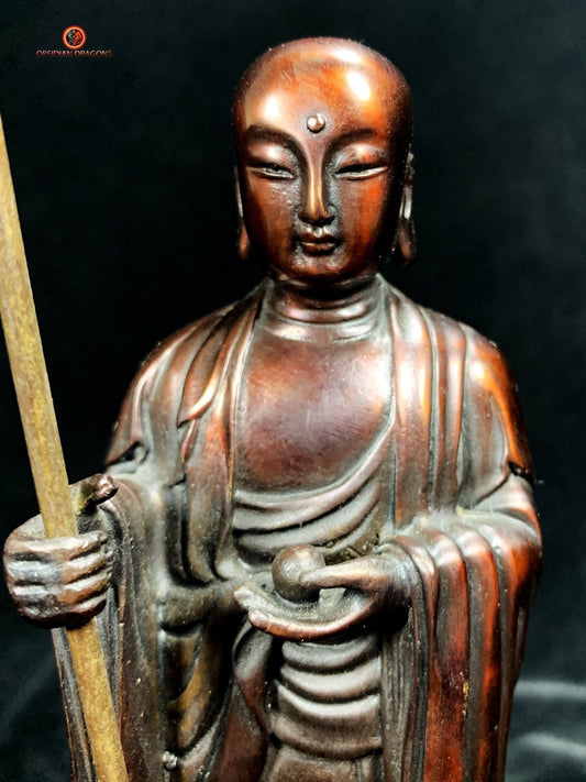 Statuette bouddhiste en bronze du bodhisattva Dizang - Jizo | obsidian dragons