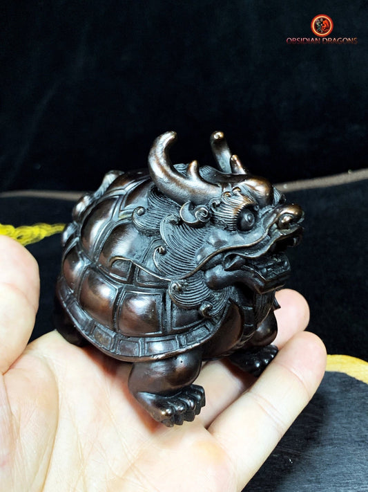 Statuette dragon tortue en Bronze - Protection Feng Shui | obsidian dragons