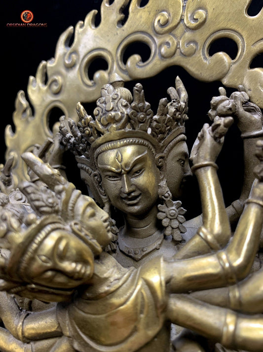 Statuette tibétaine de Kalachakra - Yab Yum en bronze | obsidian dragons