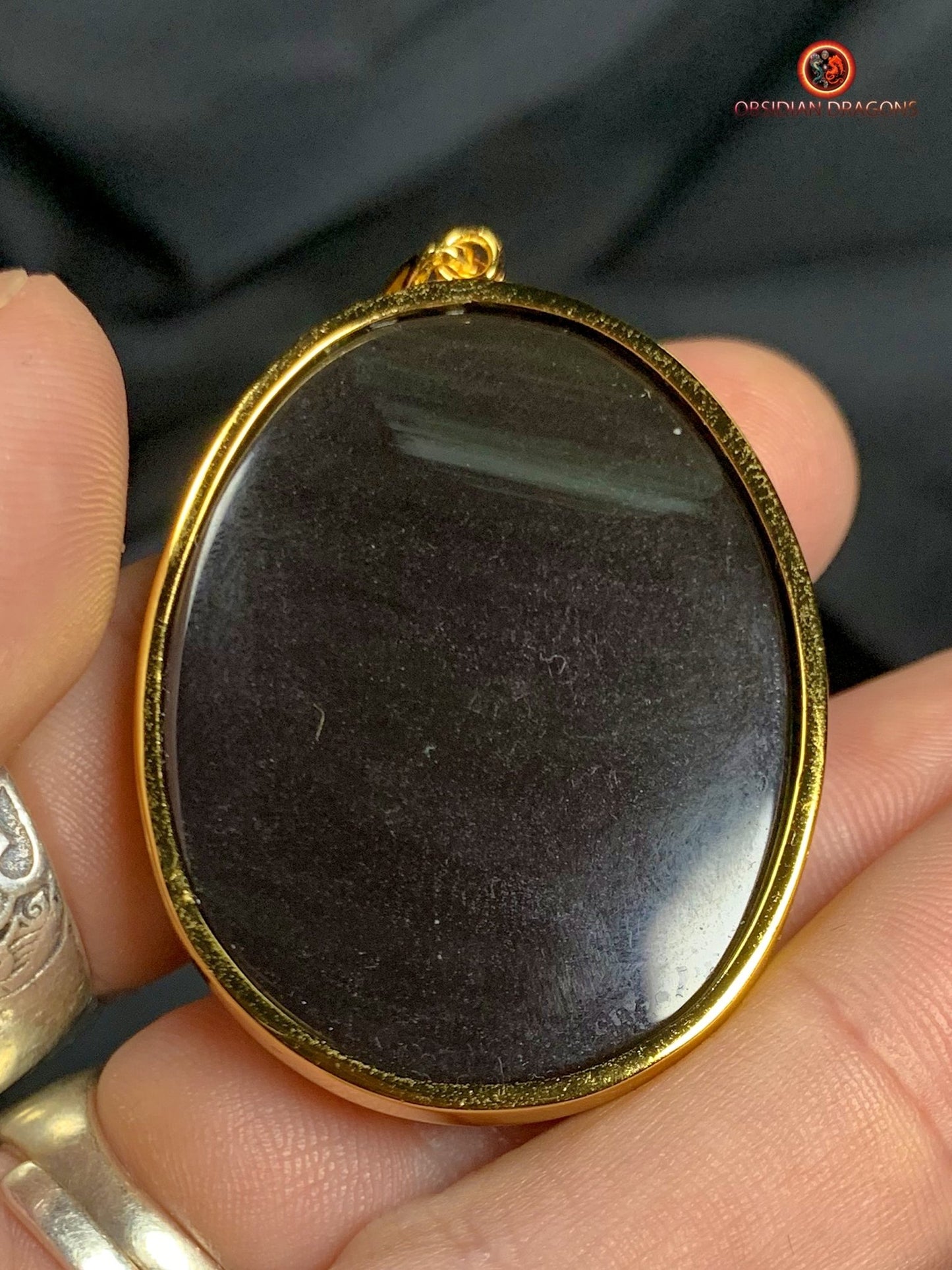 Talisman Dragon en Obsidienne - Argent Plaqué Or 24K | obsidian dragons