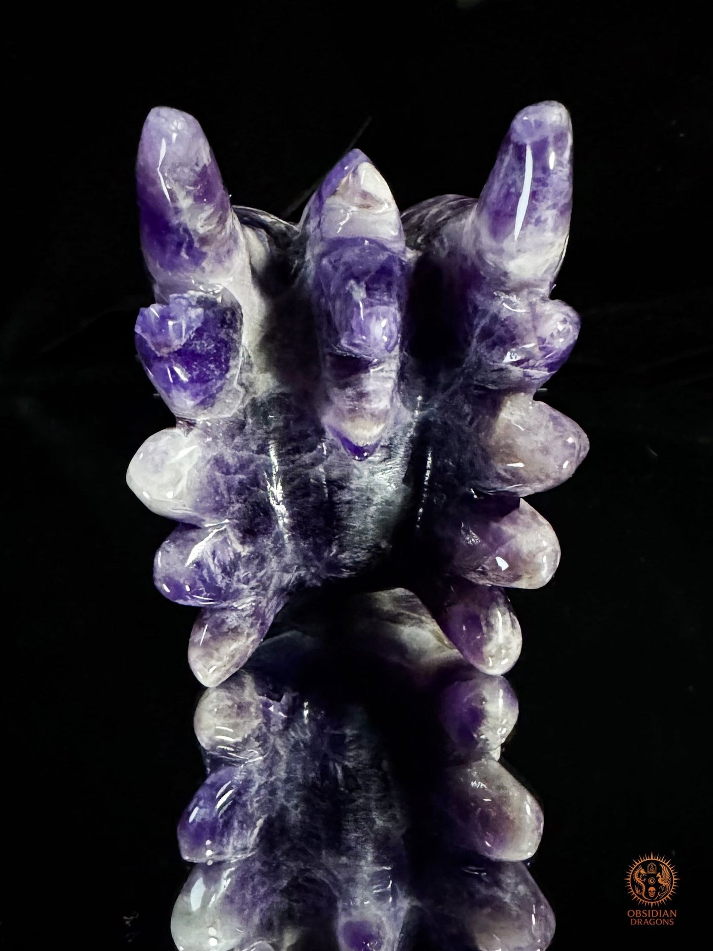Tête de Dragon en Améthyste Chevron – Dragon de collection - obsidian dragons
