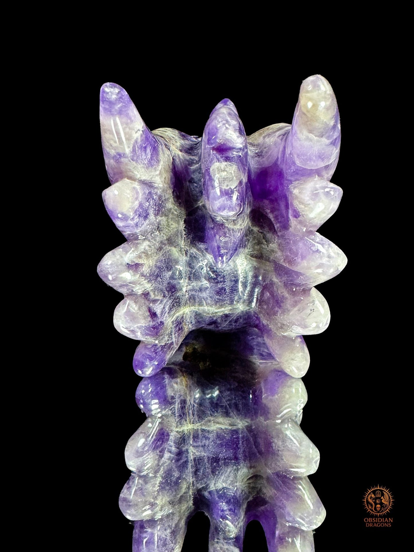 Tête de dragon en améthyste chevron - L'alchimiste