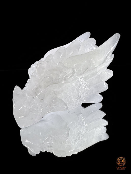 Tête de dragon en cristal de roche - Gardien de lumière | obsidian dragons