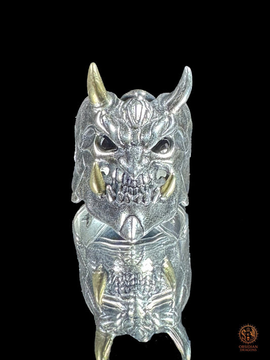 Bague démon japonais Hannya en argent 925 - obsidian dragons