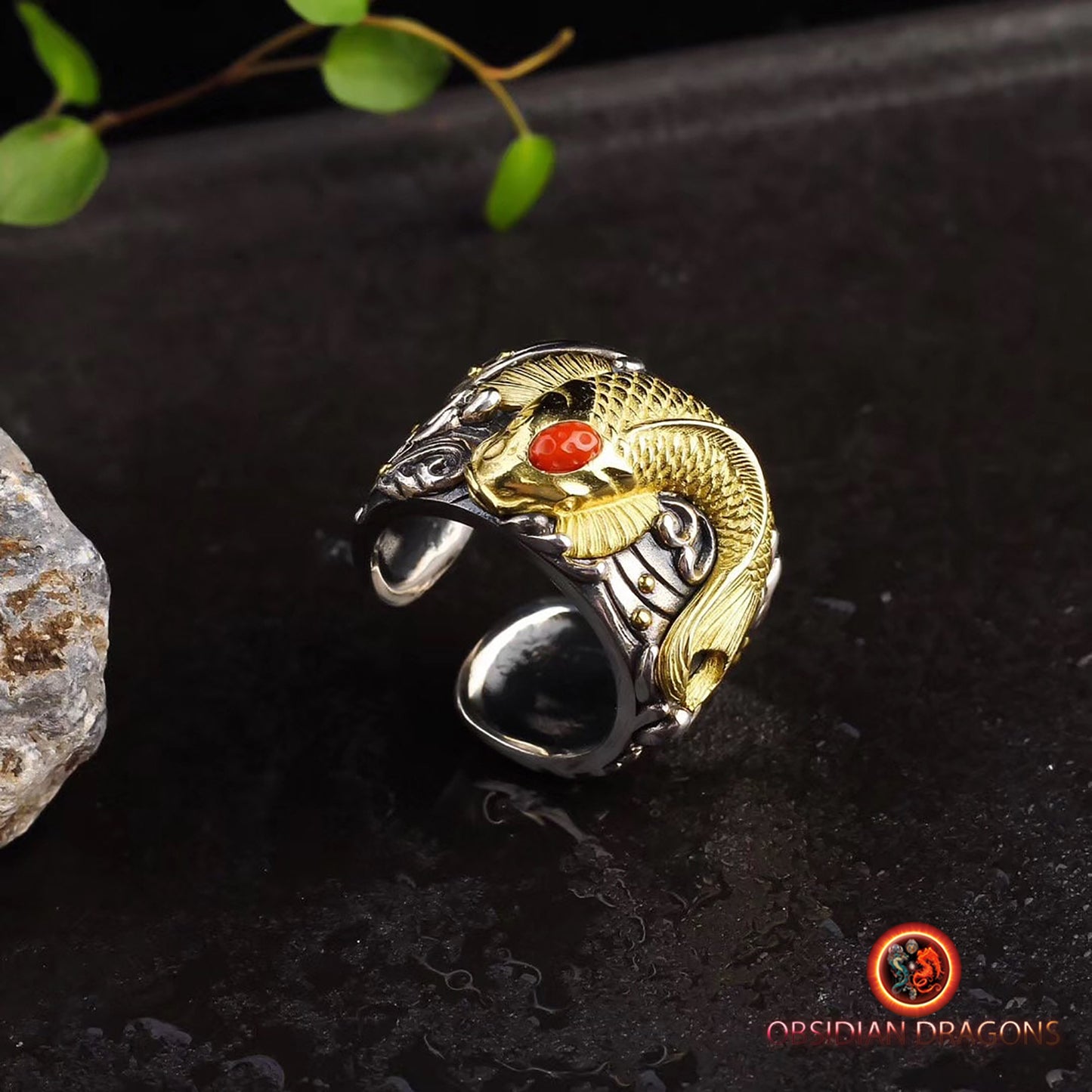 Bague carpe Koï: Chance & Persévérance