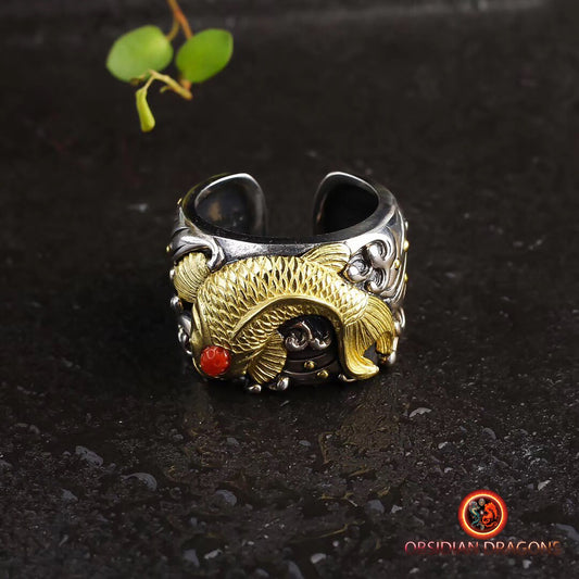 Bague carpe Koï: Chance & Persévérance