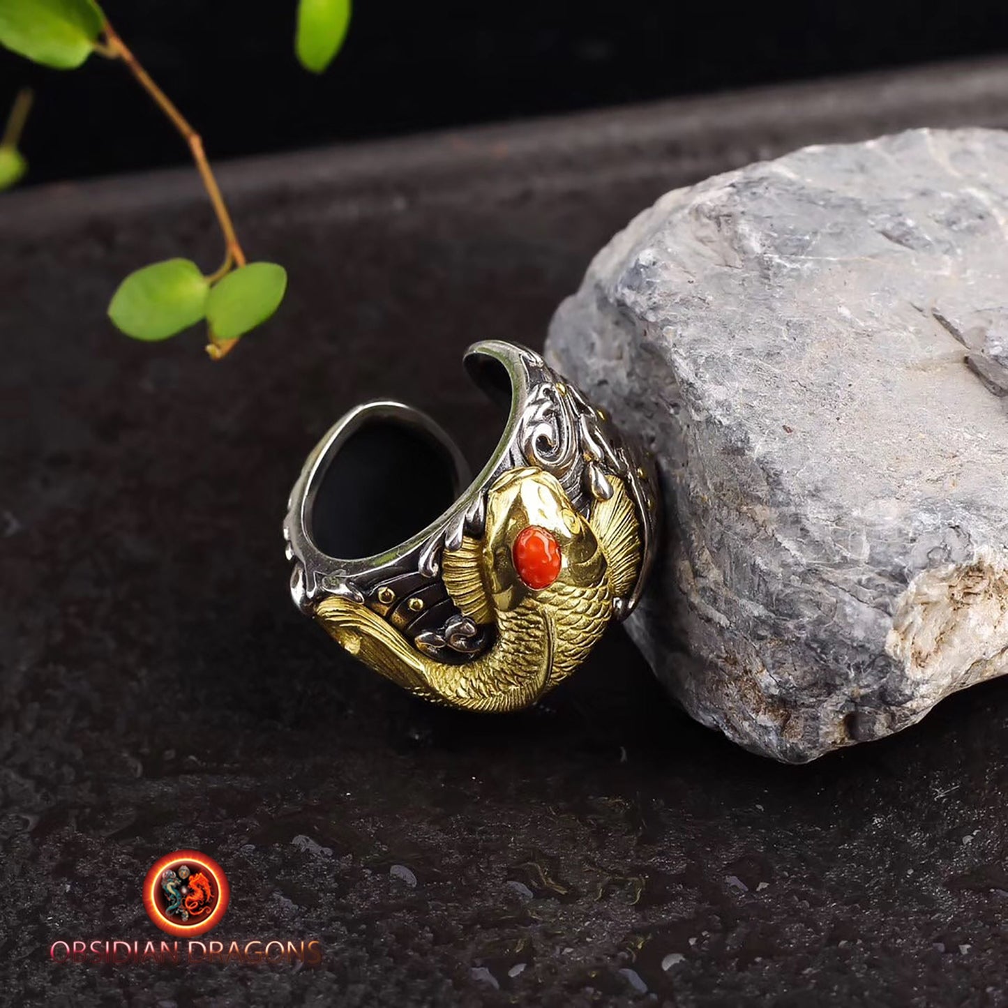 Bague carpe Koï: Chance & Persévérance