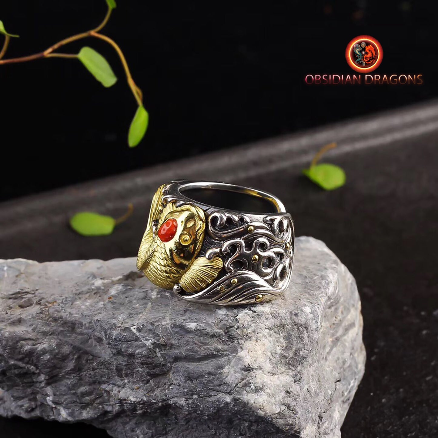Bague carpe Koï: Chance & Persévérance