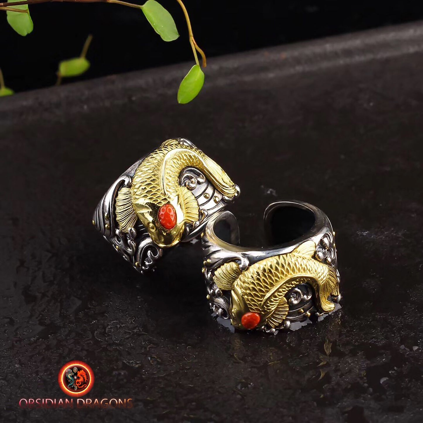 Bague carpe Koï: Chance & Persévérance