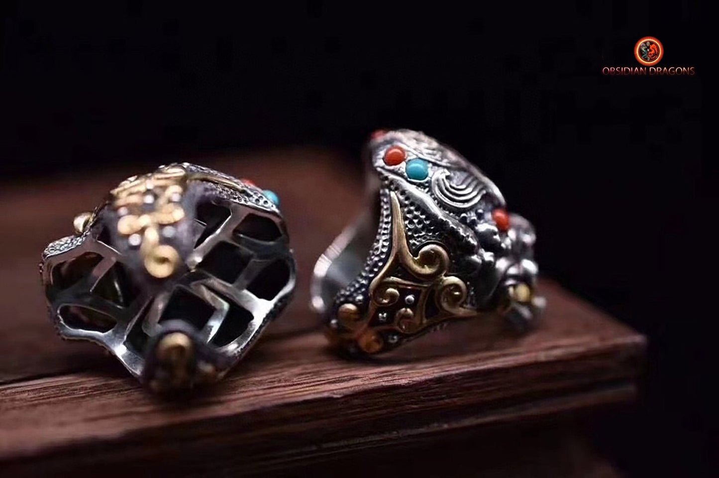Bague Feng shui- Bague démon protecteur du yang | obsidian dragons