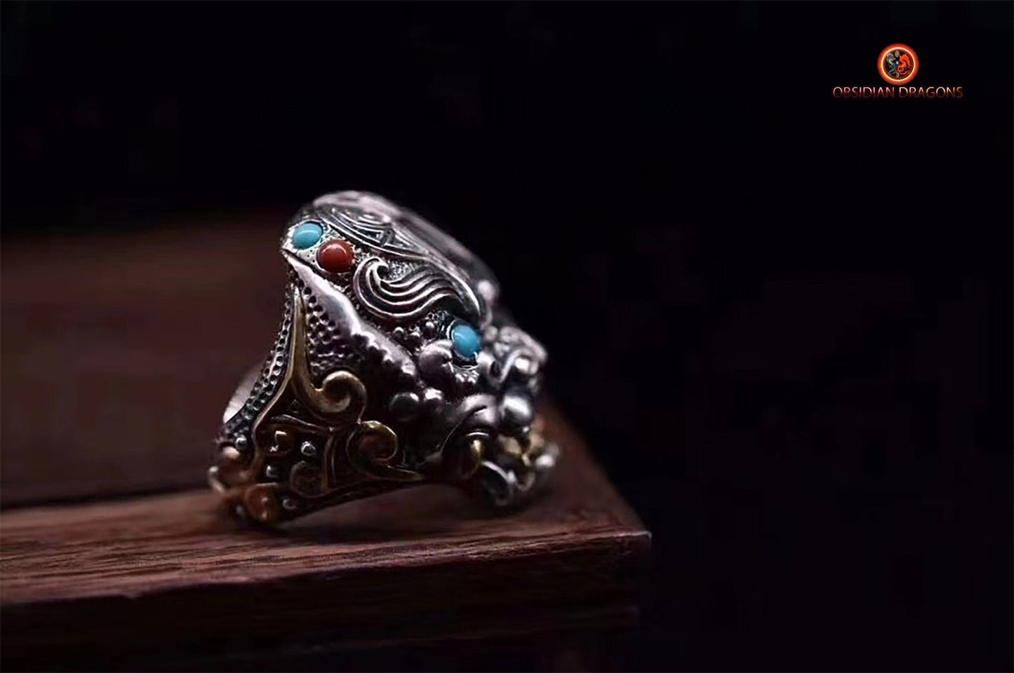 Bague Feng shui- Bague démon protecteur du yang | obsidian dragons