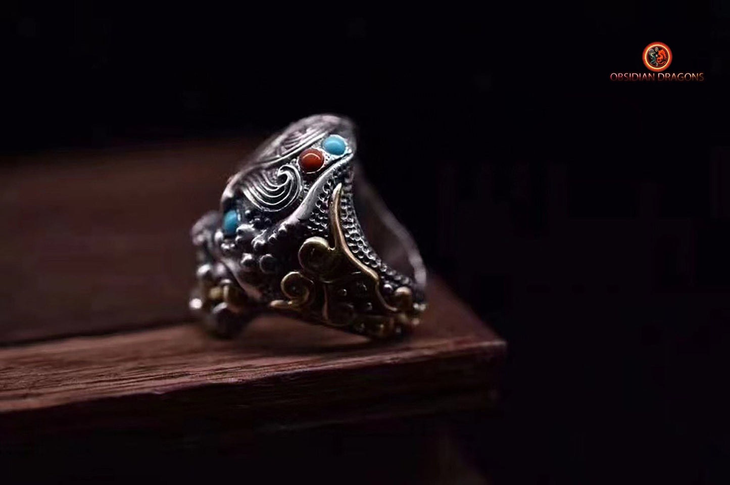 Bague Feng shui- Bague démon protecteur du yang | obsidian dragons