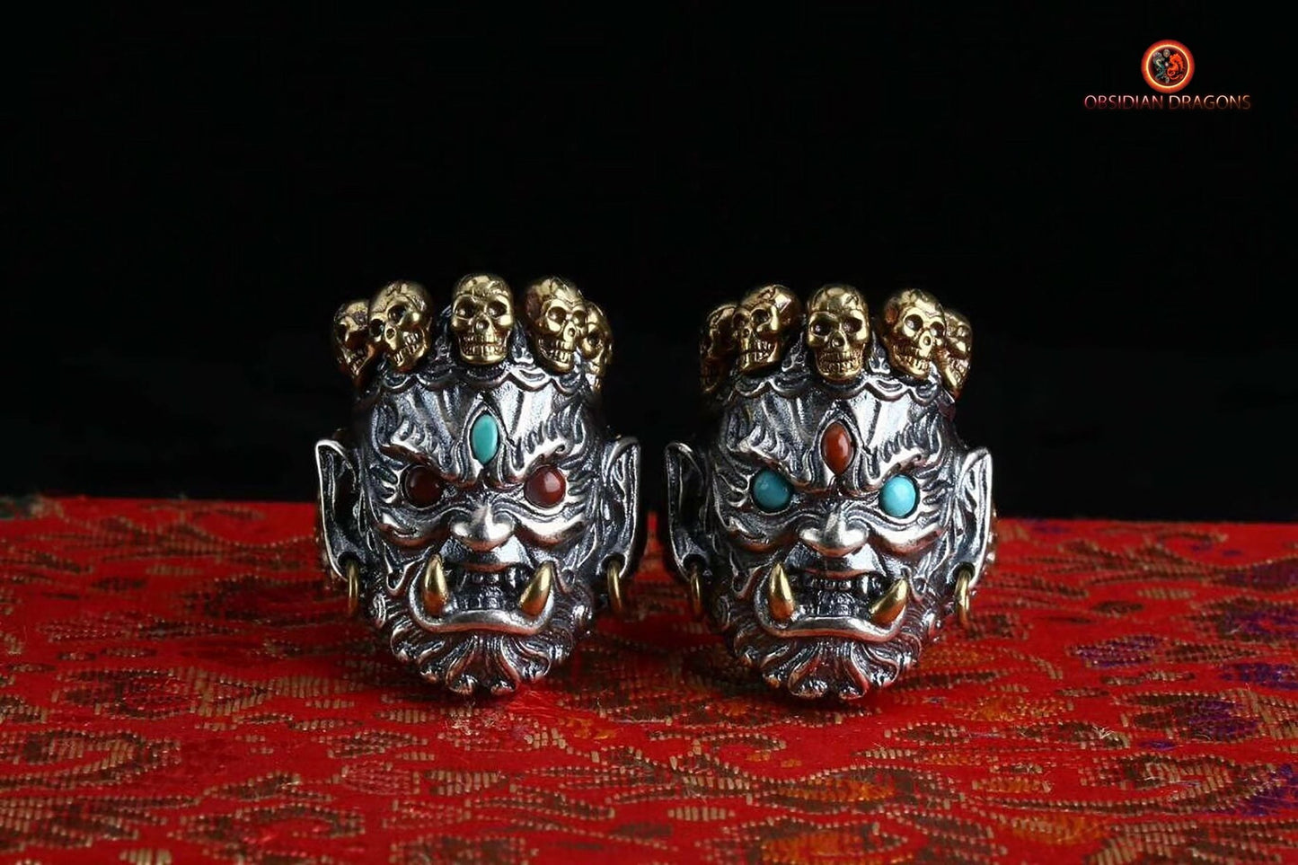 Bague Mahakala- Protection du bouddhisme tantrique | obsidian dragons