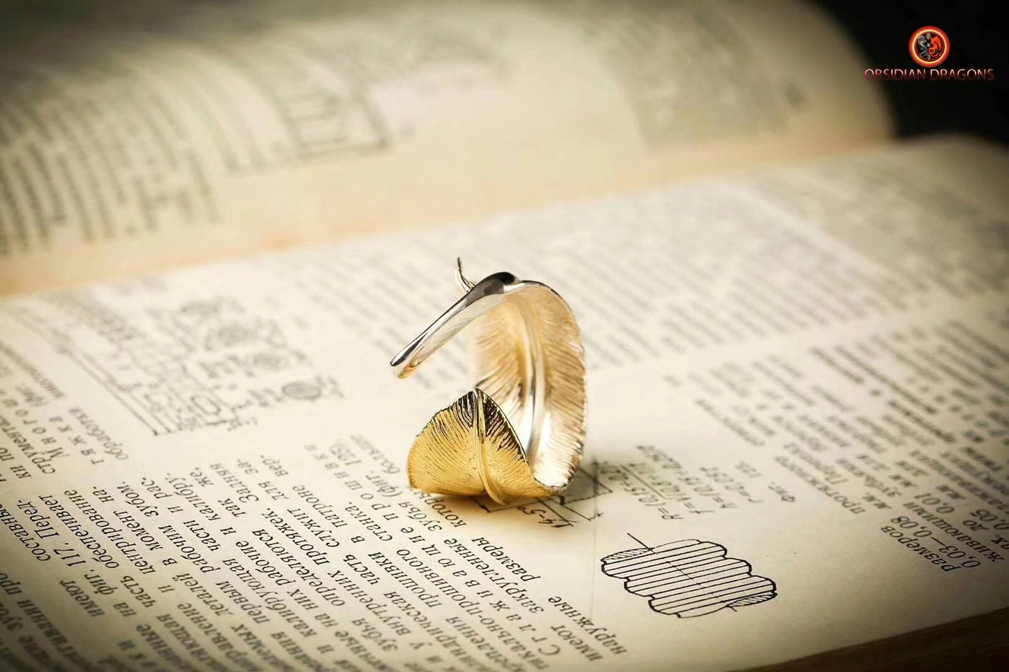 Bague plume d'aigle- Argent et turquoise | obsidian dragons
