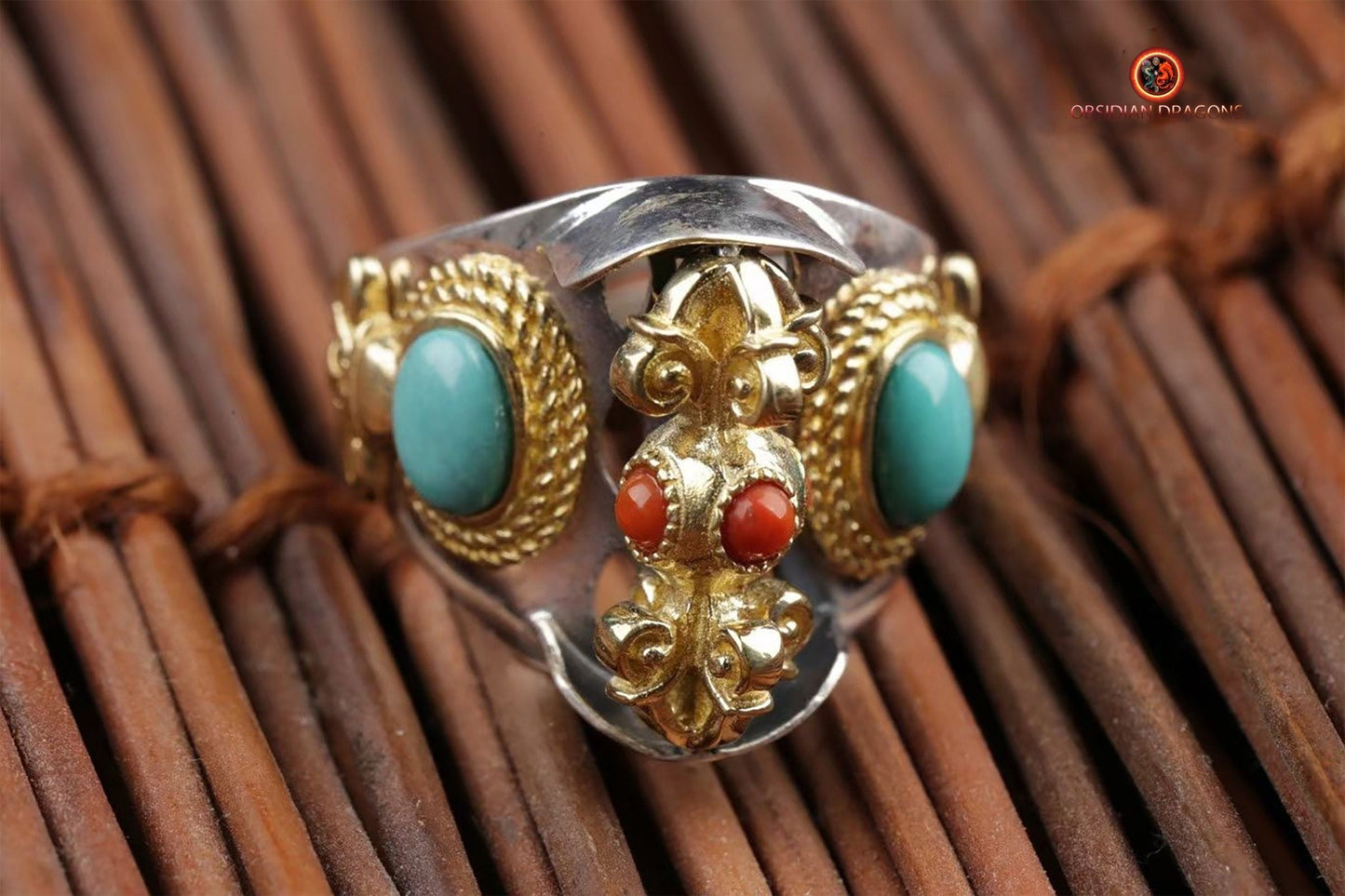 Bague tournante Dorje - Bouddhisme vajrayana |obsidian dragons