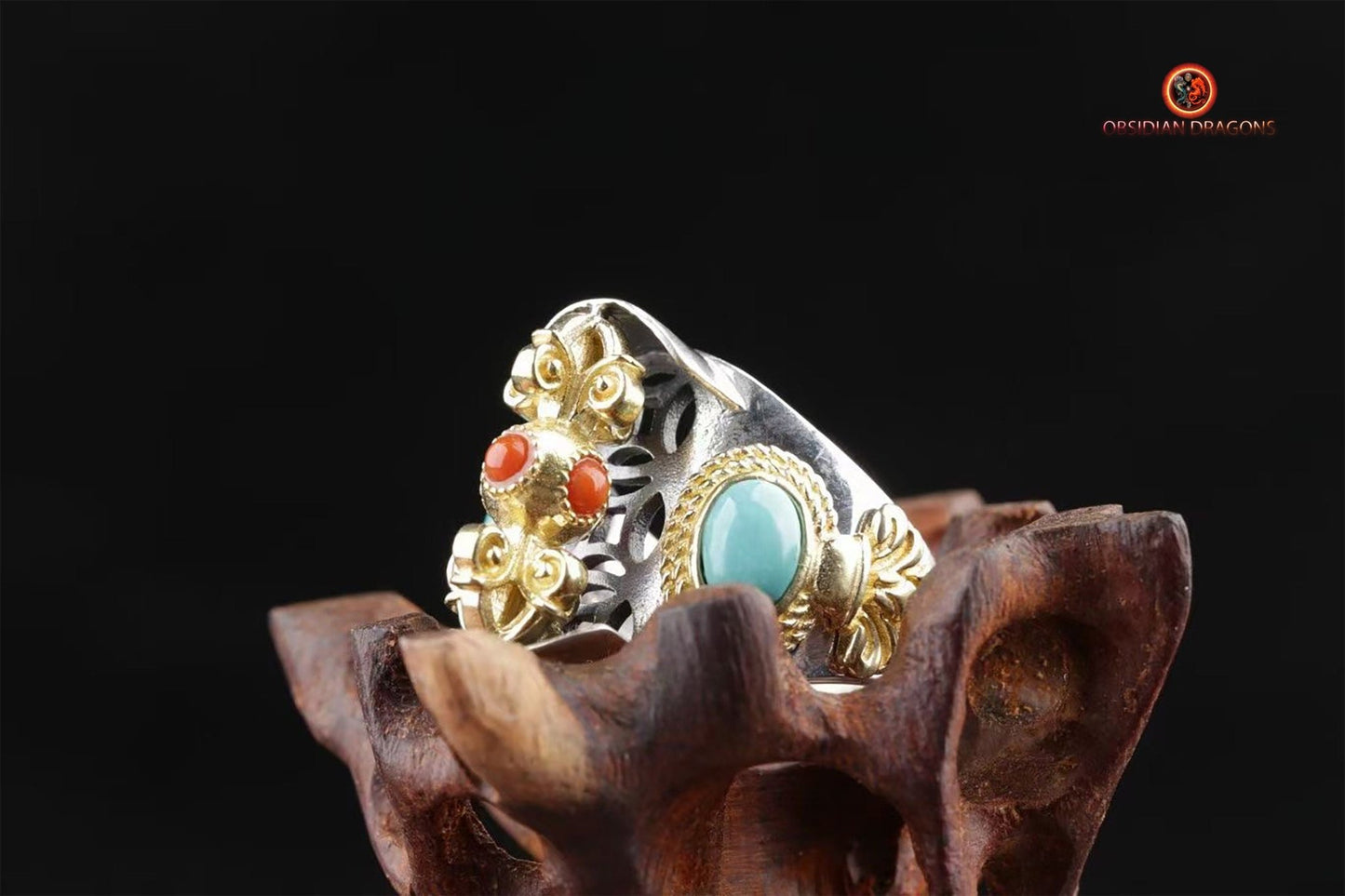 Bague tournante Dorje - Bouddhisme vajrayana |obsidian dragons