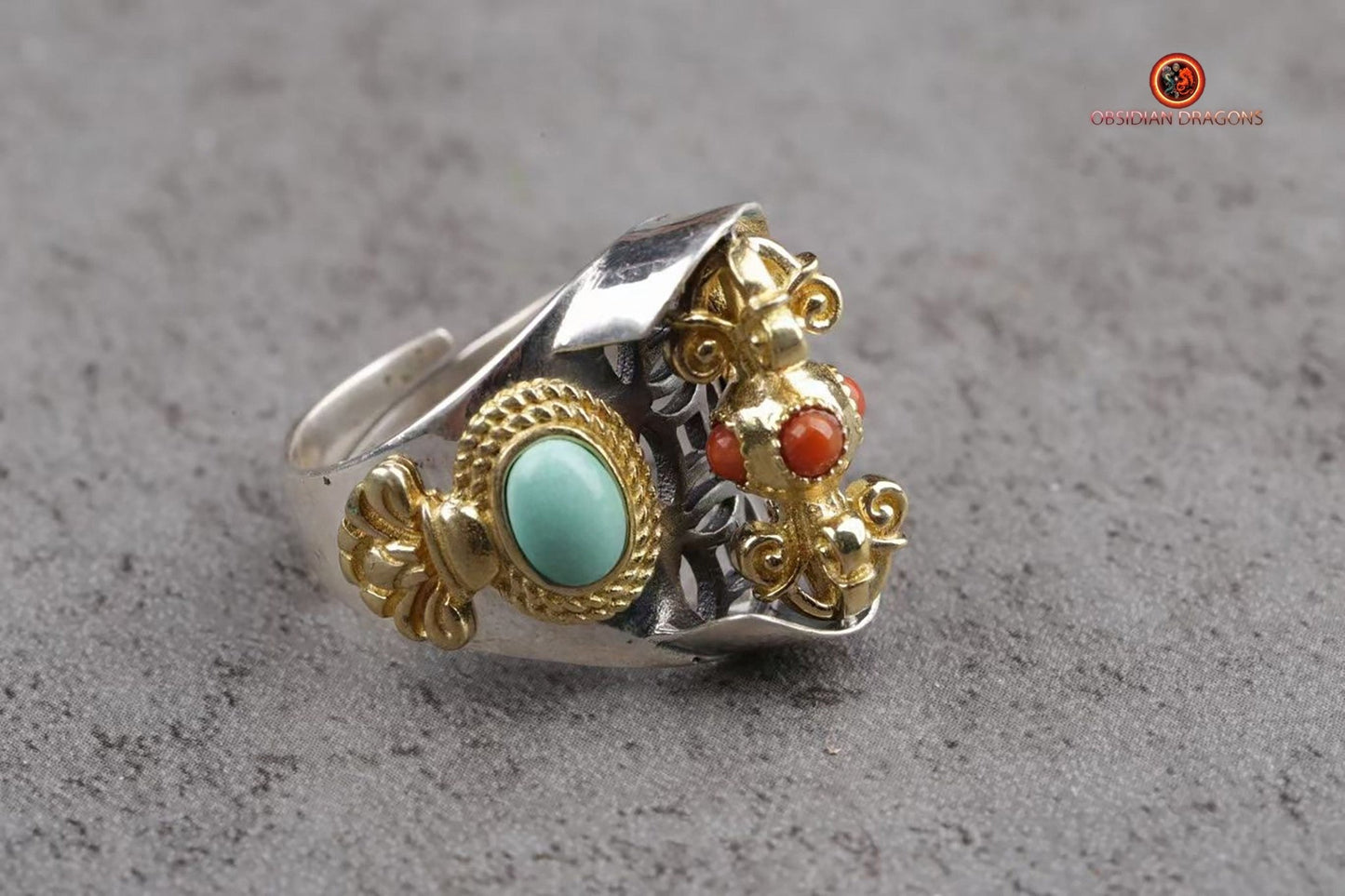 Bague tournante Dorje - Bouddhisme vajrayana |obsidian dragons