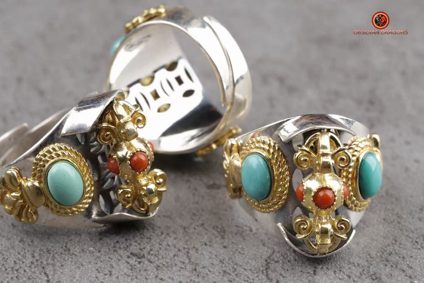 Bague tournante Dorje - Bouddhisme vajrayana |obsidian dragons