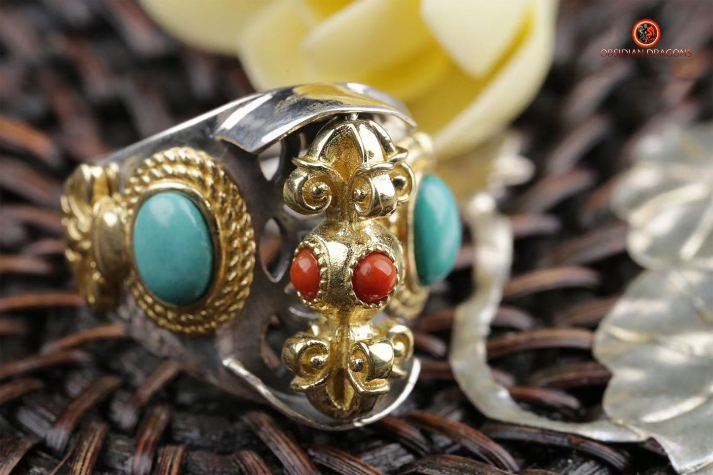 Bague tournante Dorje - Bouddhisme vajrayana |obsidian dragons