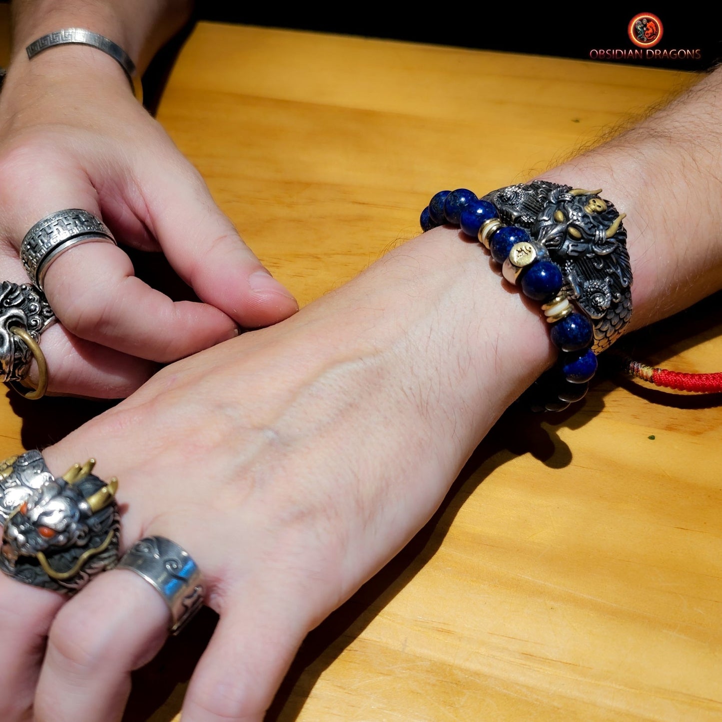 bracelet de protection bouddhiste- Bracelet en lapis lazuli | obsidian dragons