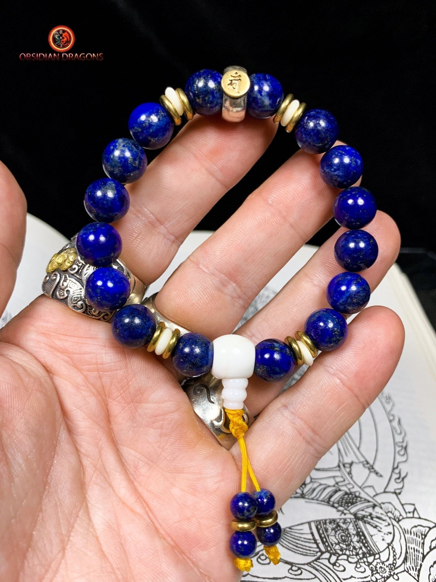bracelet de protection bouddhiste- Bracelet en lapis lazuli | obsidian dragons