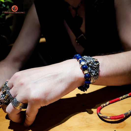 bracelet de protection bouddhiste- Bracelet en lapis lazuli | obsidian dragons