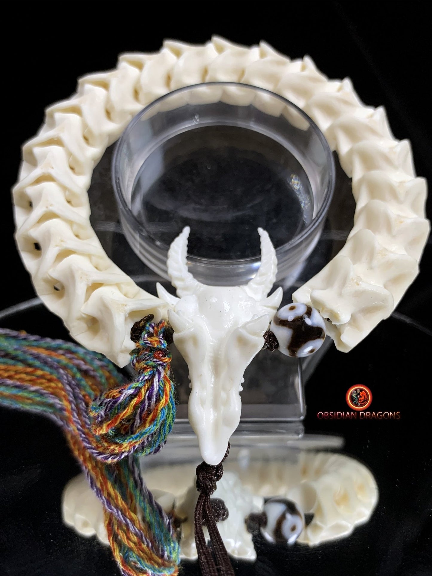Bracelet Dragon - Bois de Cerf et Vertèbres de Serpent | obsidian dragons
