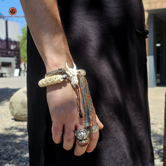 Bracelet Dragon - Bois de Cerf et Vertèbres de Serpent | obsidian dragons