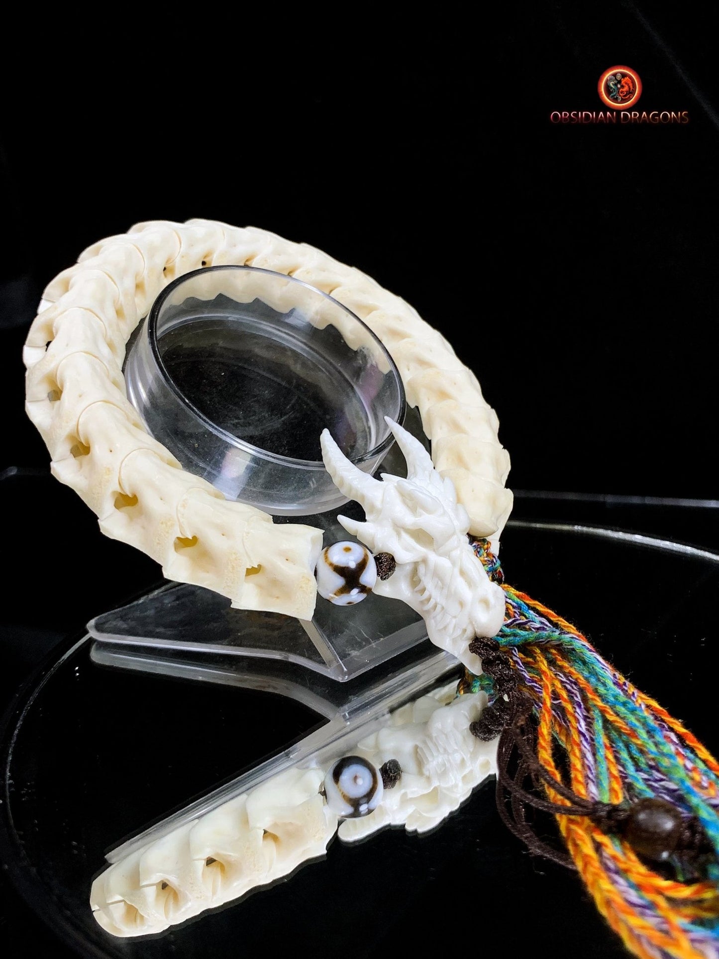 Bracelet Dragon - Bois de Cerf et Vertèbres de Serpent | obsidian dragons