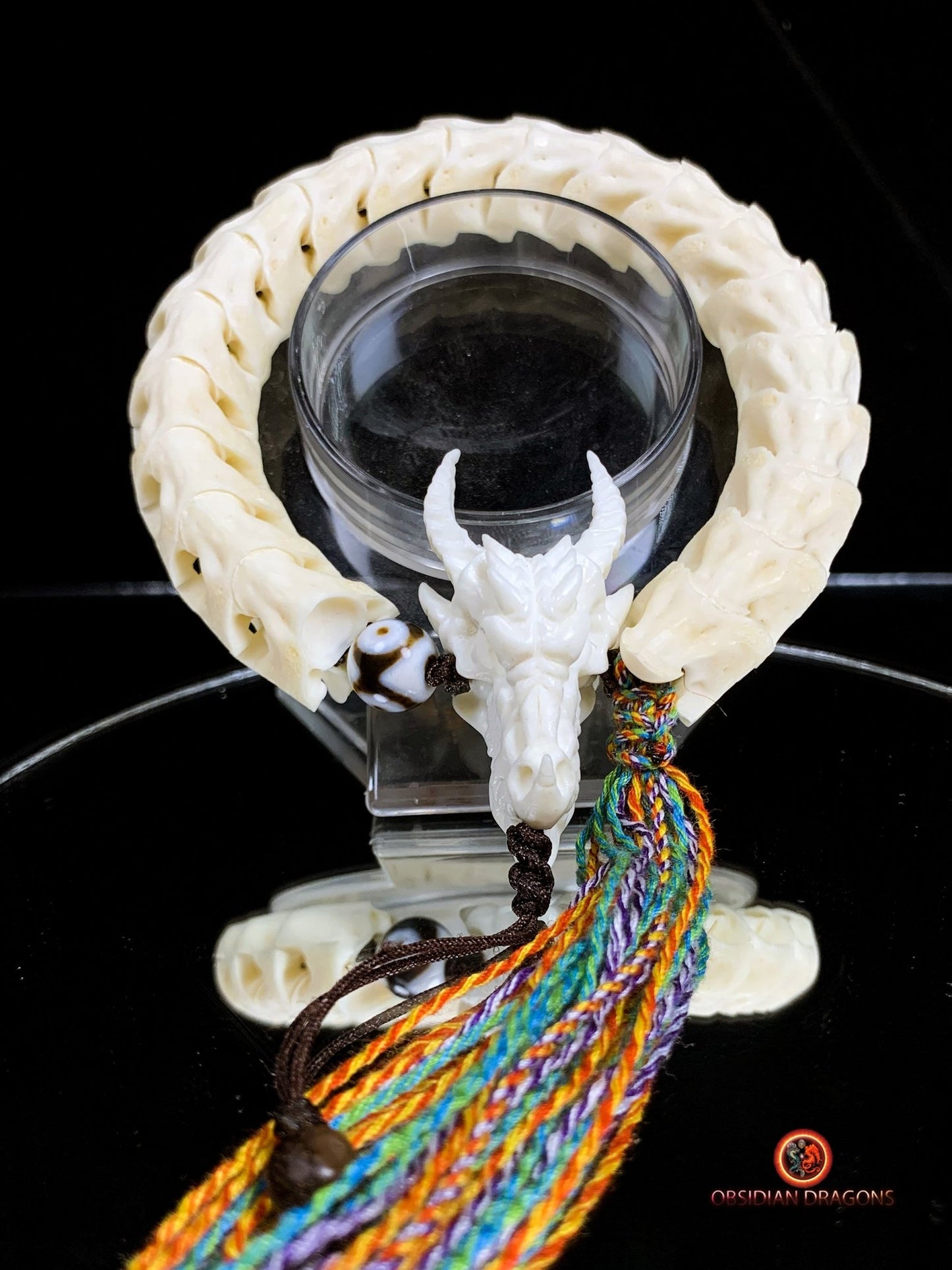 Bracelet Dragon - Bois de Cerf et Vertèbres de Serpent | obsidian dragons