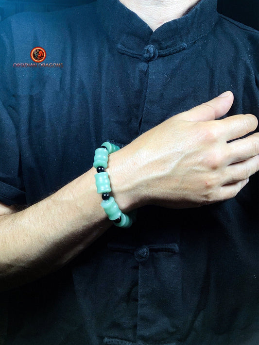 bracelet en jade néphrite naturel- taille bambou | obsidian dragons