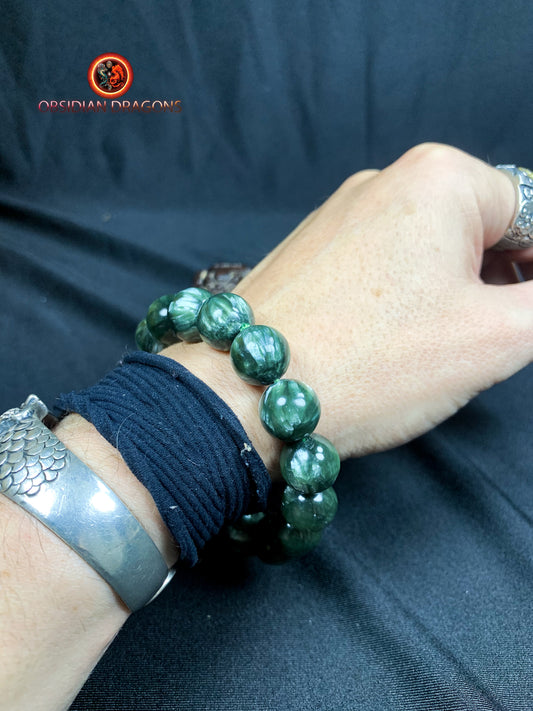 bracelet en séraphinite- perles de 14mm