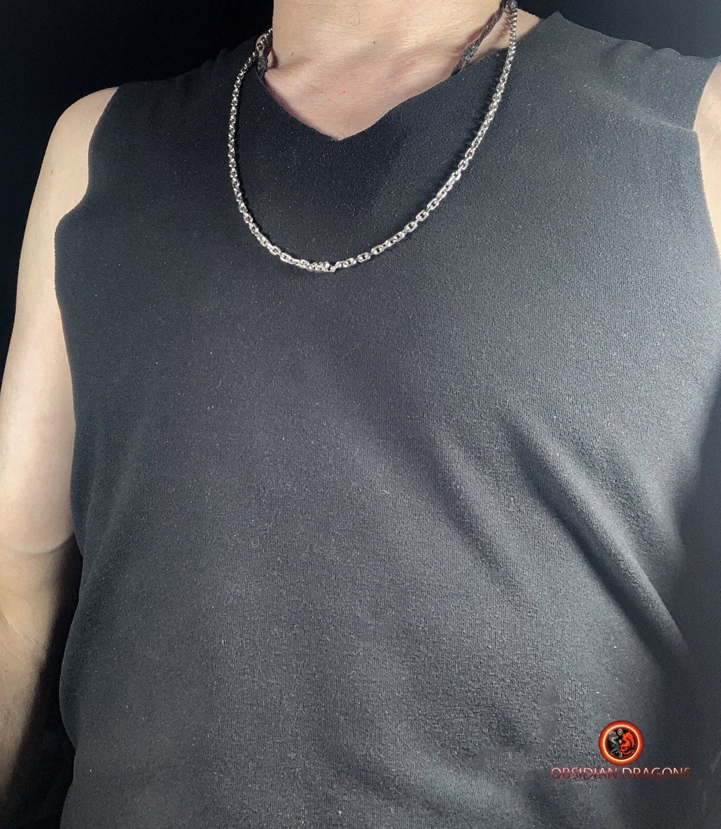 Chaîne en argent 925 à Maille forçat- 62cm | obsidian dragons