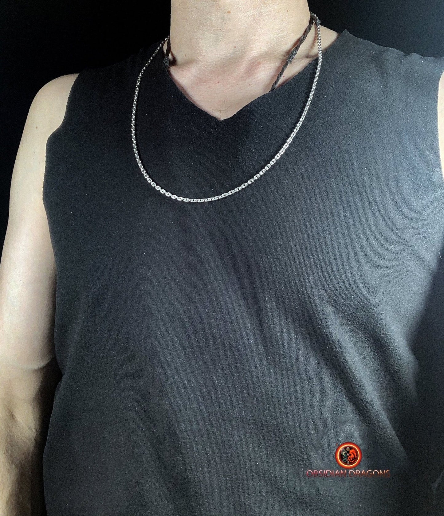 Chaîne en argent 925- Maille forçat- 64cm | obsidian dragons