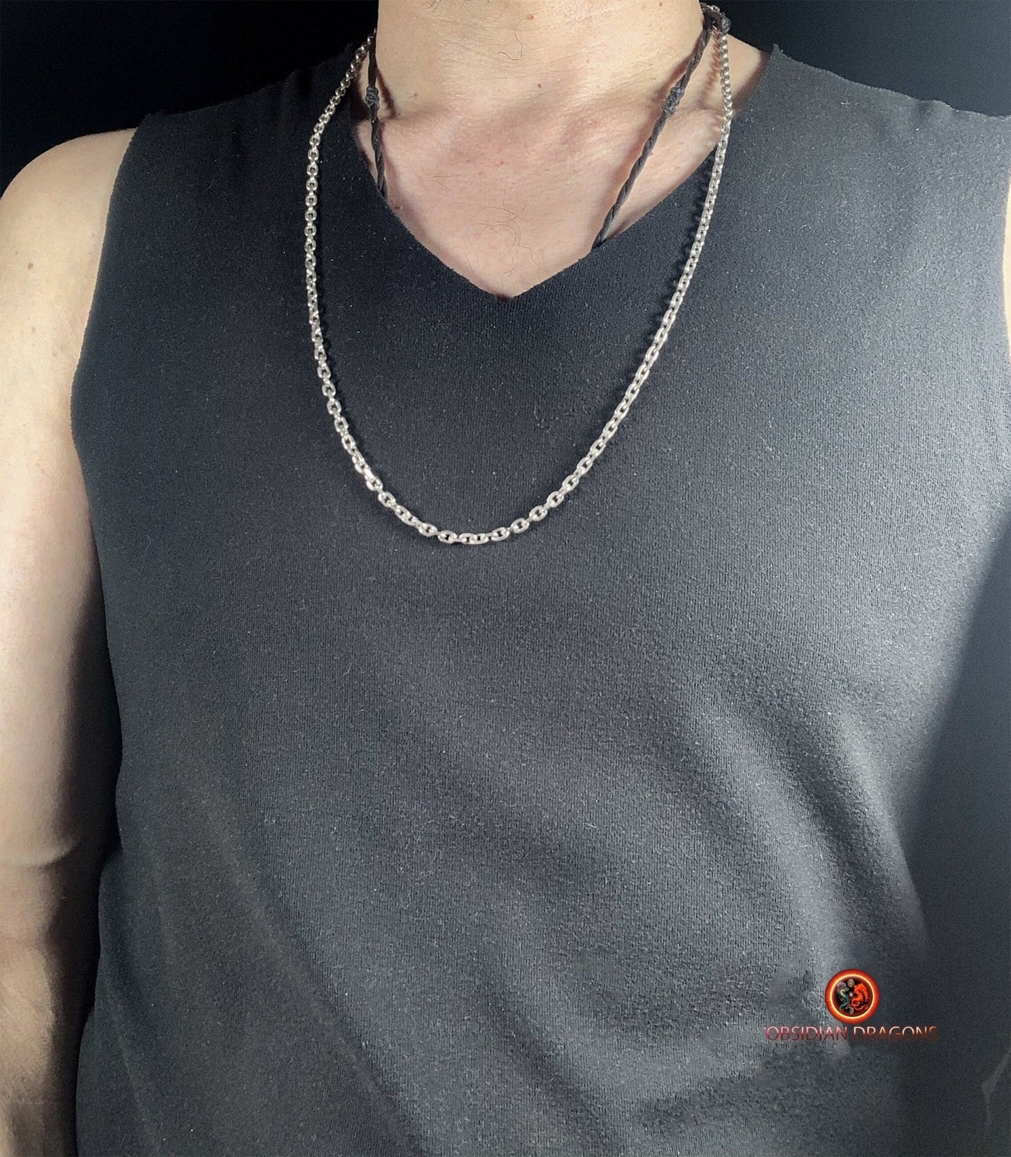 Chaîne en argent 925- Maille forçat- 66cm | obsidian dragons