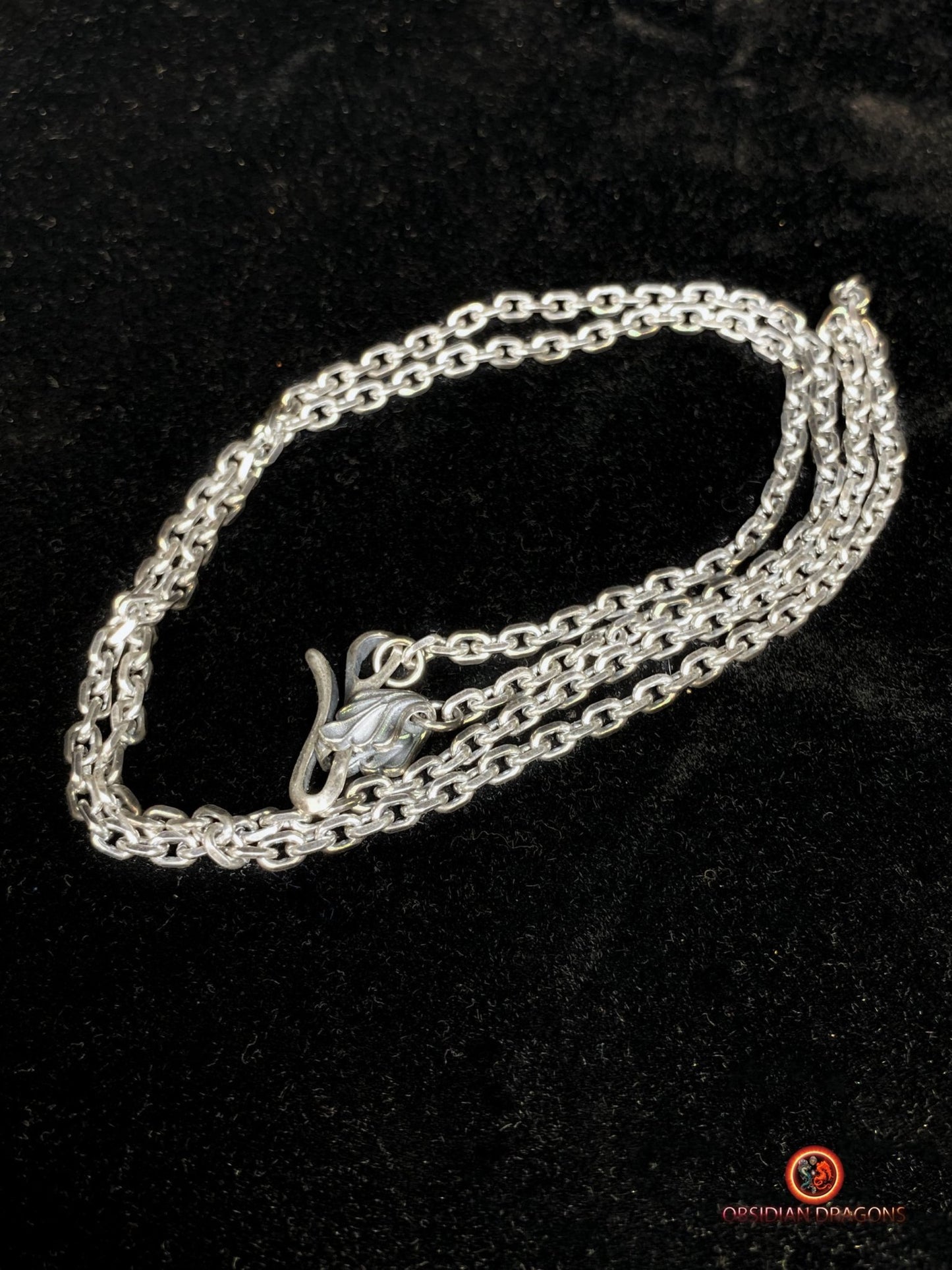 Chaîne en argent 925- Maille forçat- 62cm | obsidian dragons
