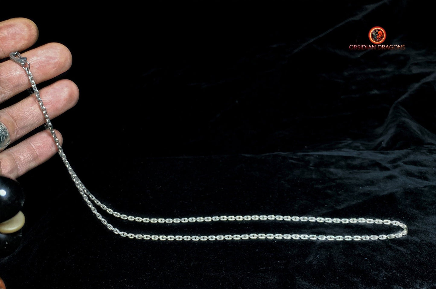 Chaîne en argent 925- Maille forçat- 64cm | obsidian dragons