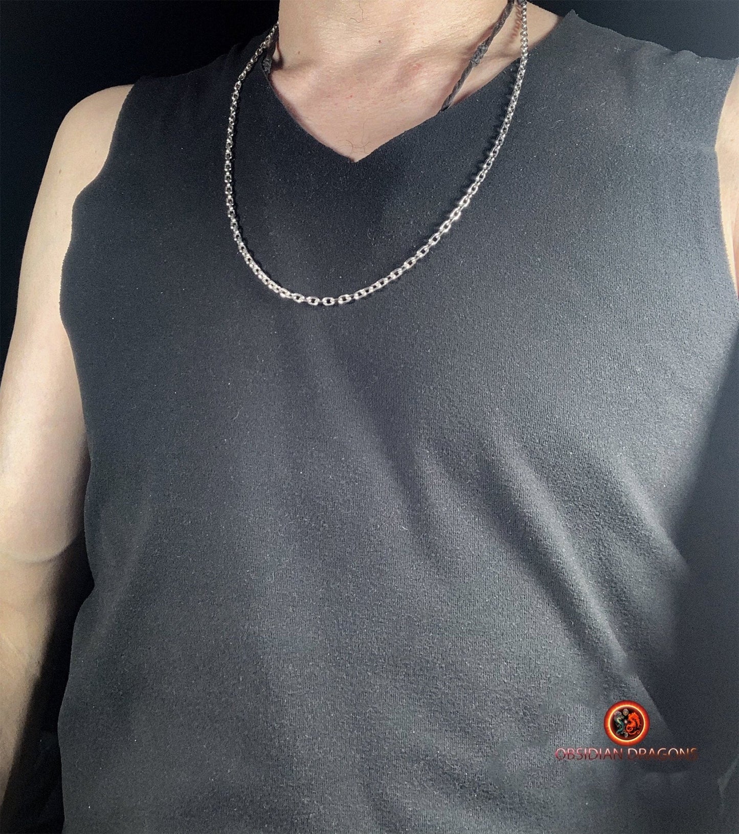 Chaîne en argent 925 Maille forçat- 64cm | obsidian dragons