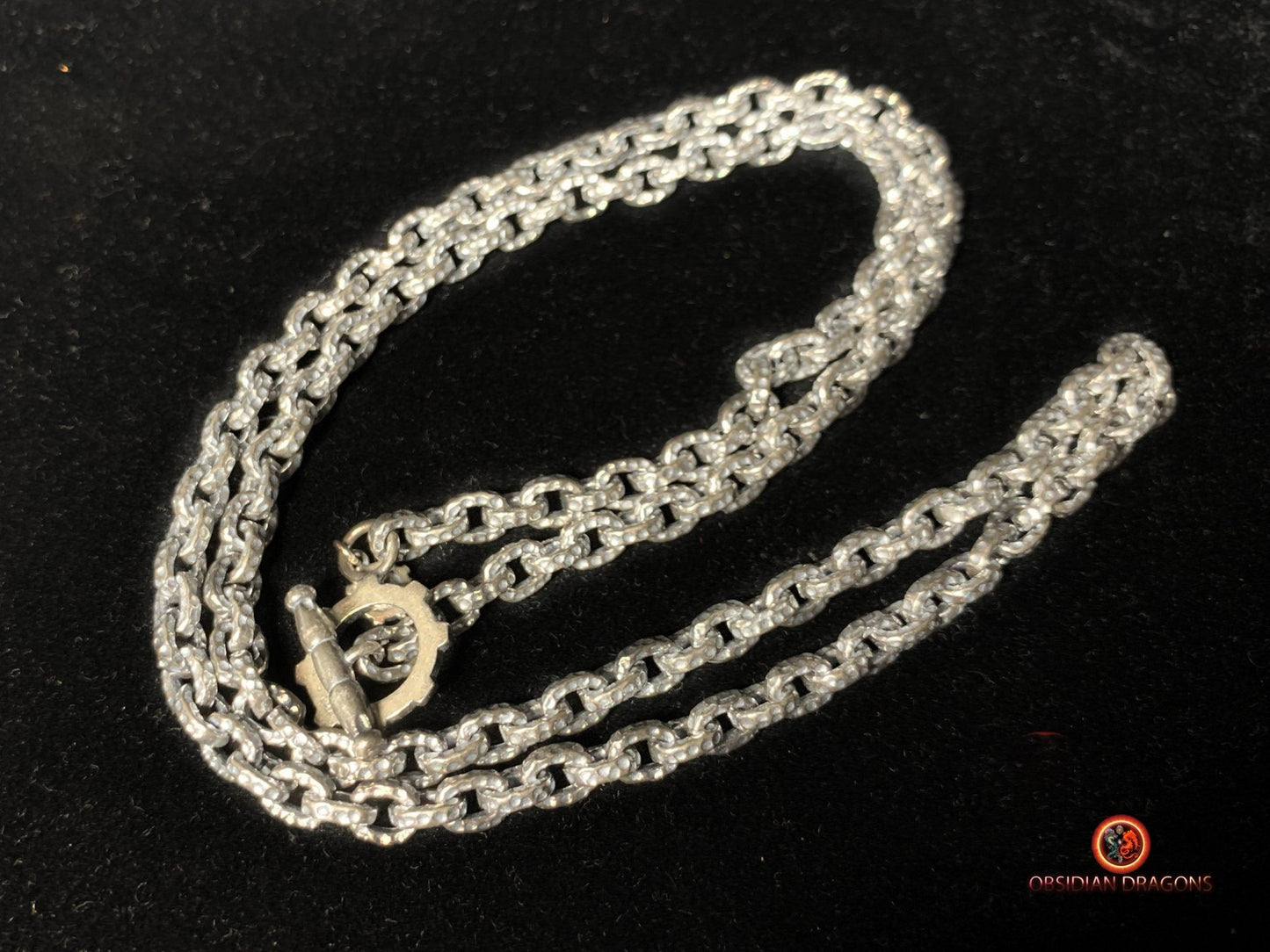 Grosse chaîne en argent 925- Maille forçat- 64cm | obsidian dragons