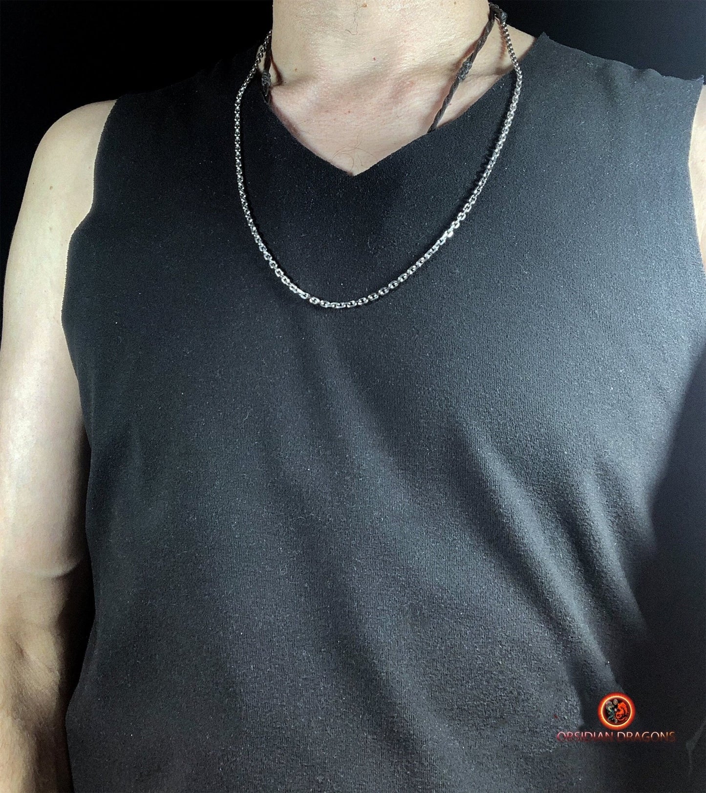 Chaîne en argent 925- Maille forçat- 62cm | obsidian dragons