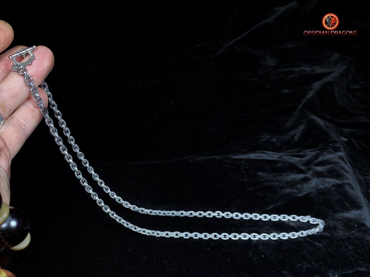 Grosse chaîne en argent 925- Maille forçat- 64cm | obsidian dragons
