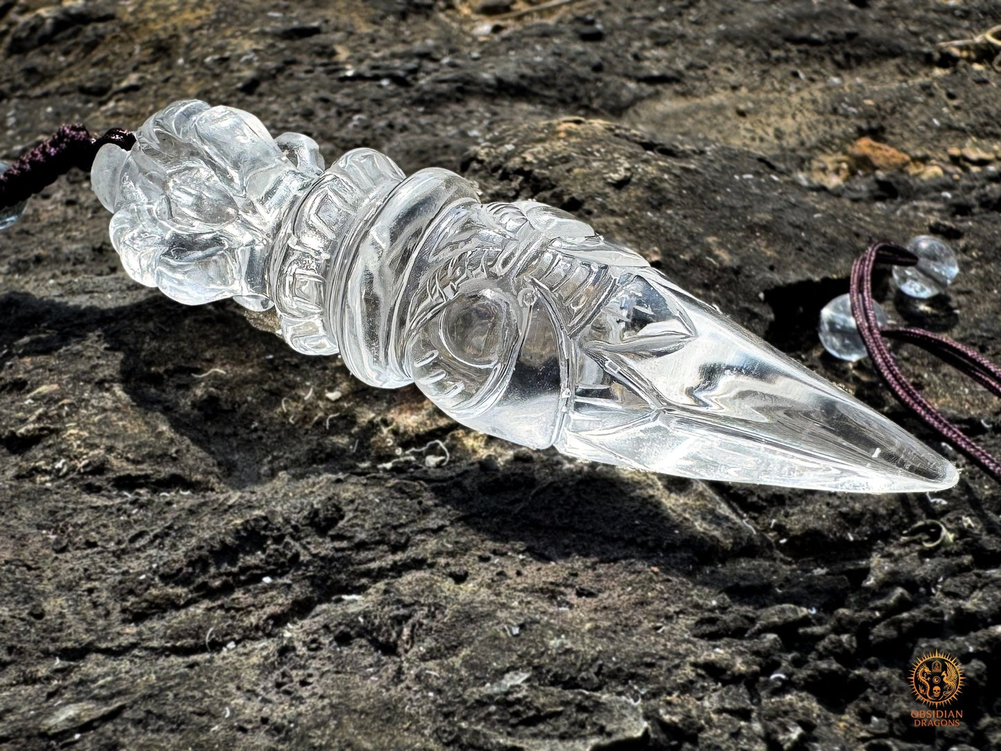 Collier phurba en cristal de roche - Talisman de protection