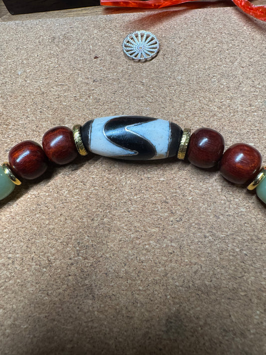 collier dzi pour Anne Sophie - création sur mesure obsidian dragons