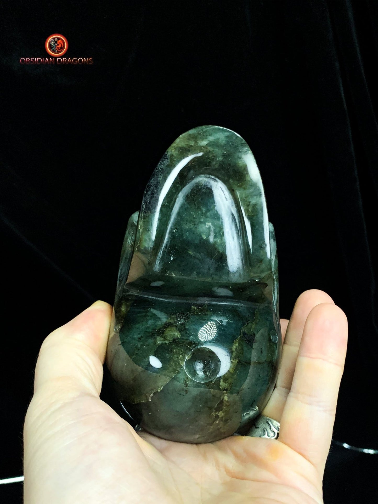 Crâne de cristal en labradorite naturelle - artisanal | obsidian dragons
