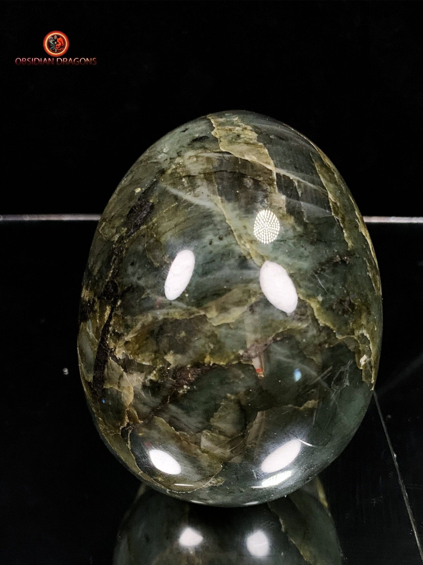 Crâne de cristal en labradorite naturelle - artisanal | obsidian dragons