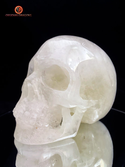 Crâne de cristal en cristal de roche himalayen | obsidian dragons