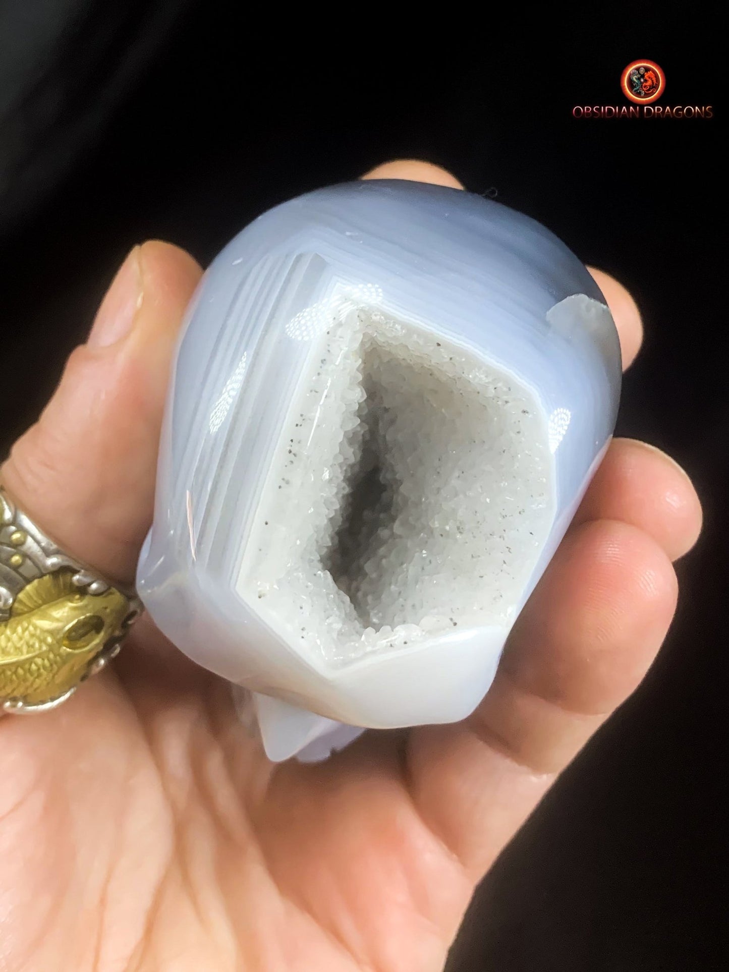 Petit crâne de cristal- géode de quartz- Artisanal | obsidian dragons