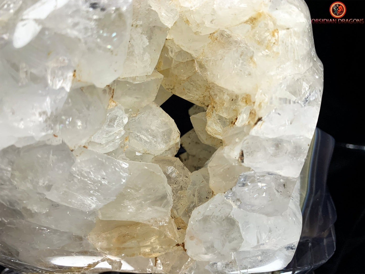Très grand crâne de cristal- Géode de quartz | obsidian dragons