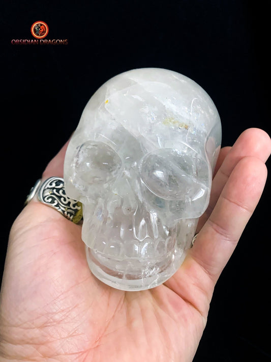 Crâne de cristal en cristal de roche- Atypique | obsidian dragons