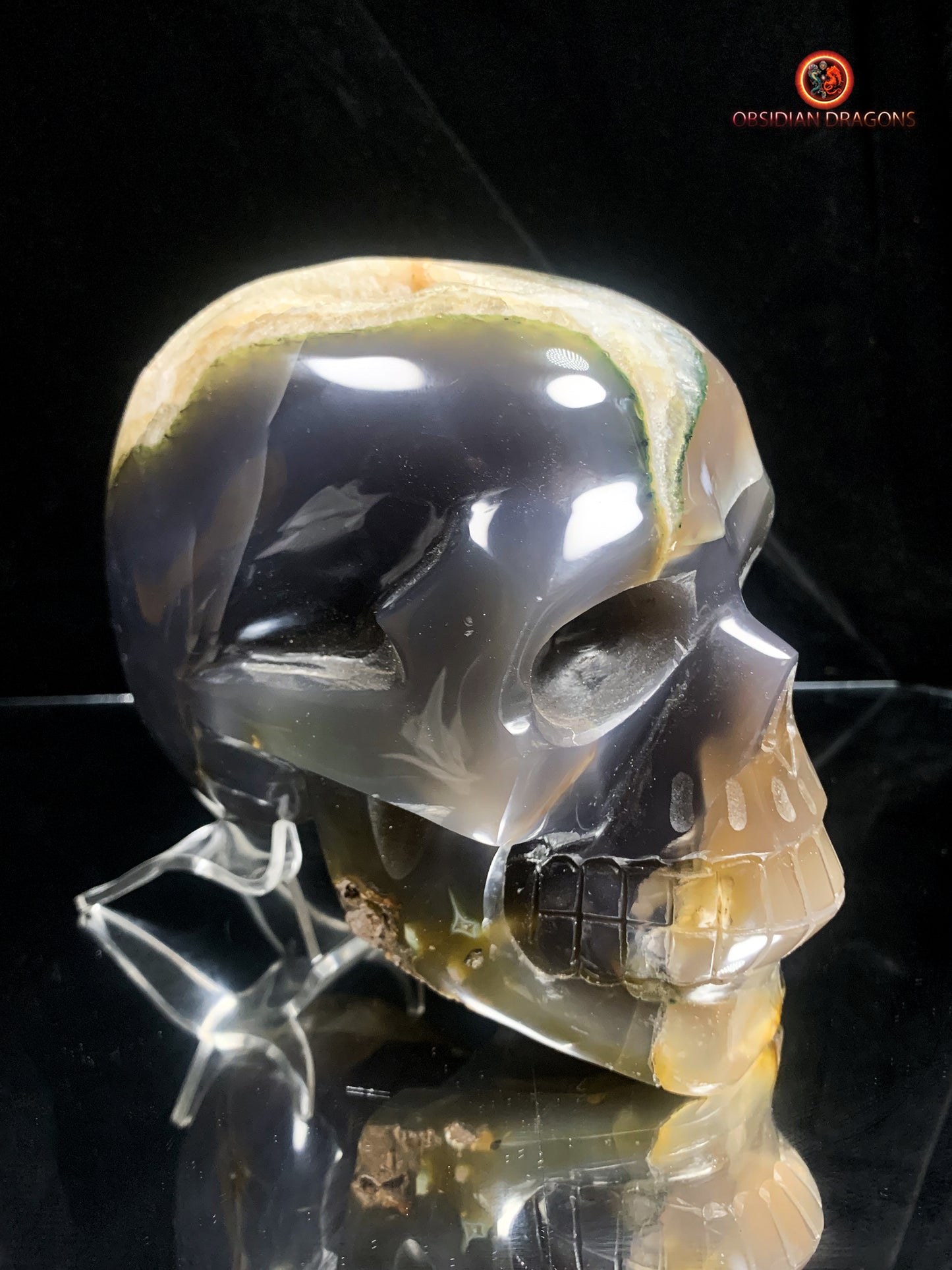 Grand crâne de cristal- Géode de quartz | obsidian dragons